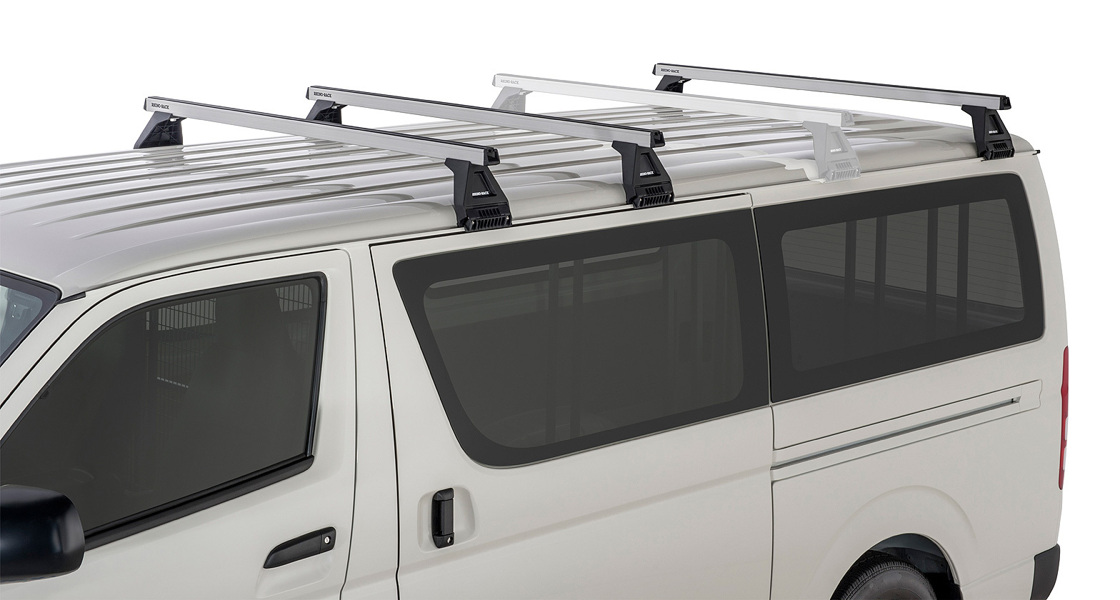 Rhino-Rack Heavy Duty RL150 Silver 3 Bar Roof Rack for Toyota Hiace Gen 4